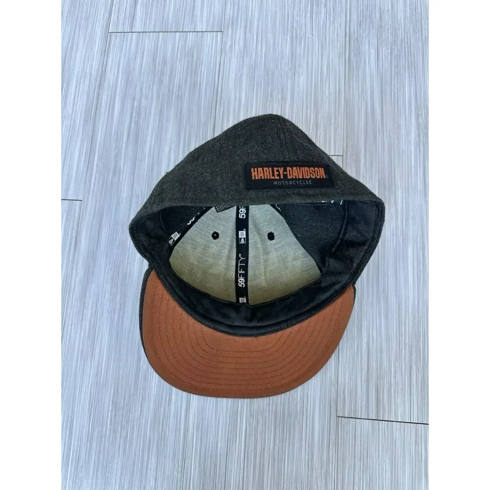Harley-Davidson New Era 59FIFTY Fitted Hat Cap Black/Brown Brim 7 1/4